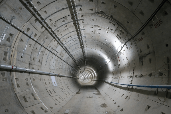 Construction site in a tunnel.