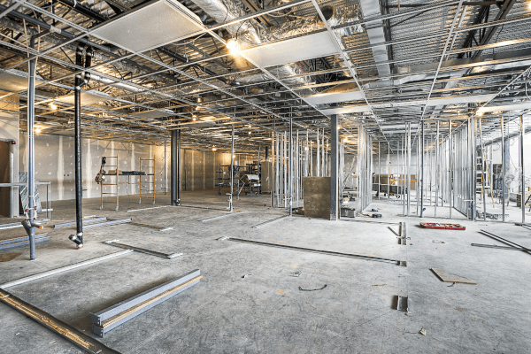 Construction site inside a building. Perfect for DanCables Chain Fixture LED Worklight-30W
